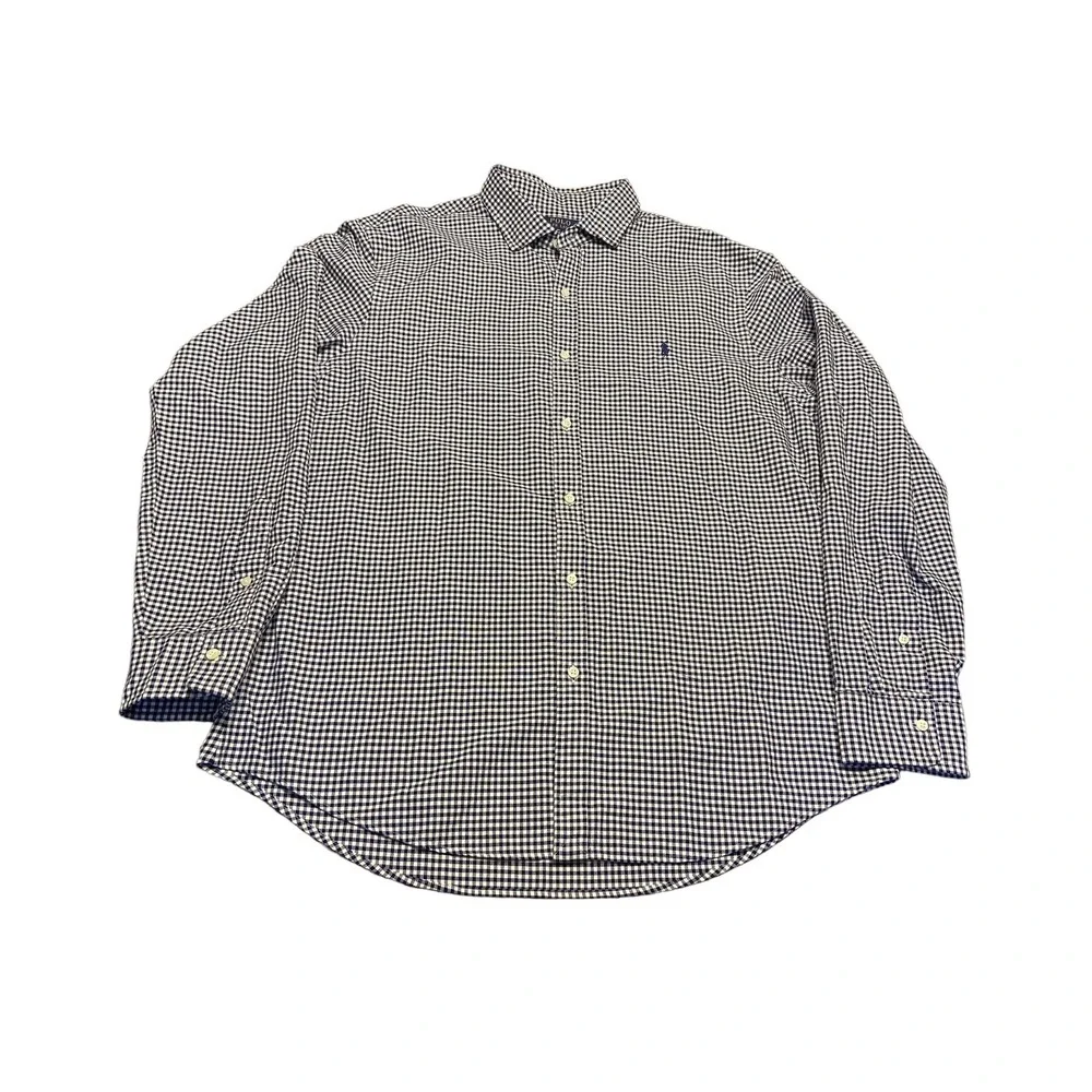 Men's Polo Ralph Lauren Button Up Shirt Slim Fit XXL Blue/ White‎